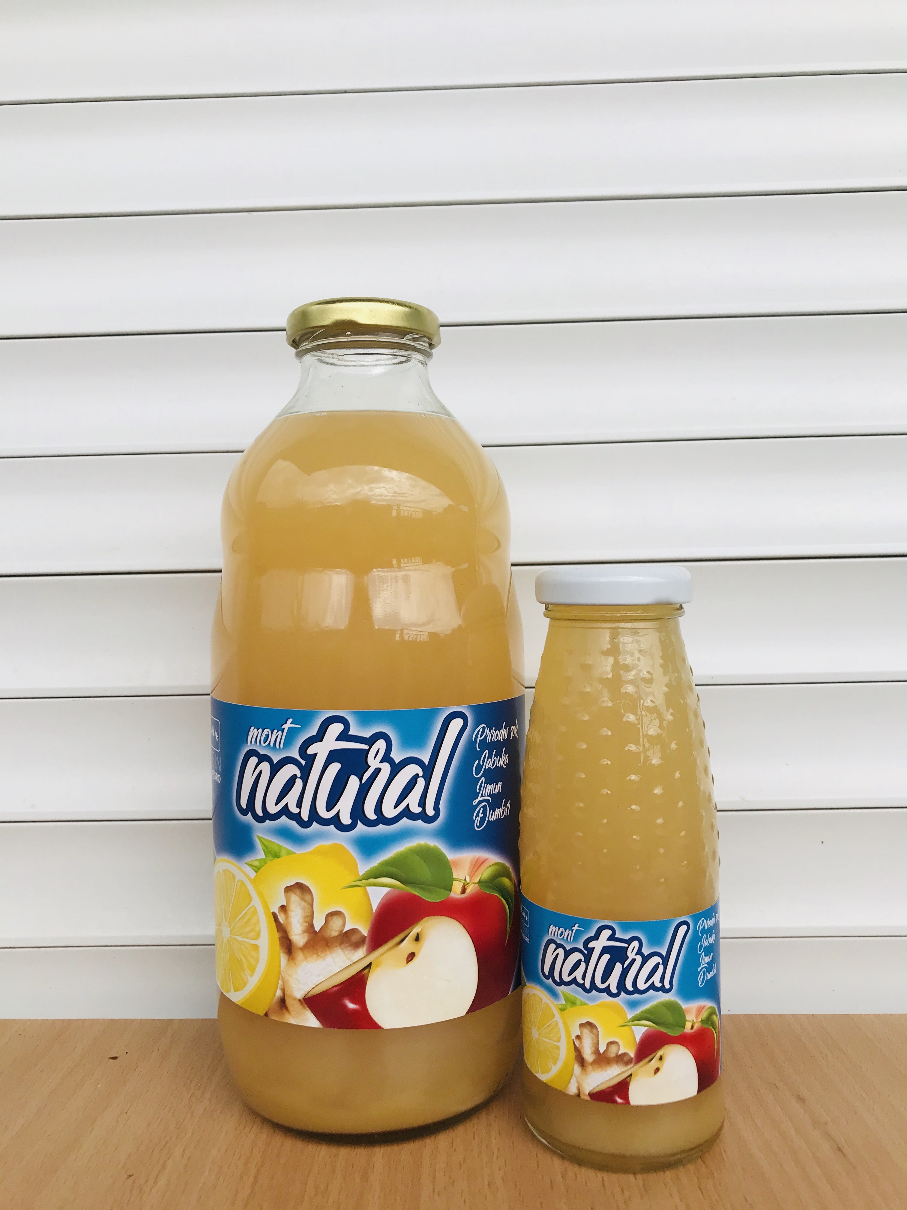 Hladno cijeđeni bistri sok od jabuke, limuna i đumbira - 1L - 100% prirodan